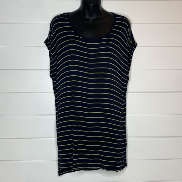 Cabi Medium Tunic Top Island Stripe Ibiza Tee Jersey Knit Hi-Low Blue Green 5333 - Picture 10 of 10